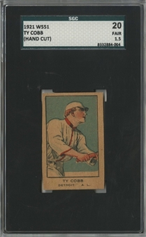 1921 W551 Ty Cobb, Hand Cut – SGC 20 FR 1.5